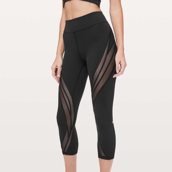 Black Mesh Panel Women's Leggings - Picture 1 of 2